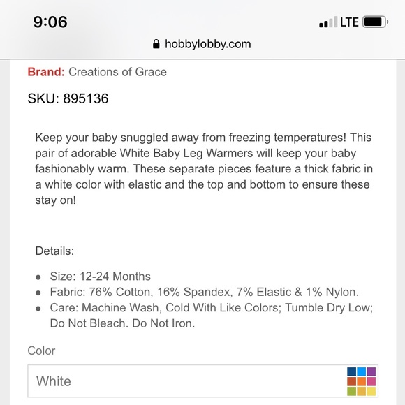 White Infant Leg Warmers - Picture 2 of 2